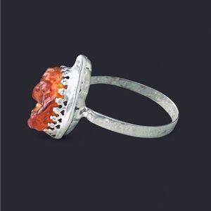 Dainty Raw Carnelian & Sterling Silver Ring